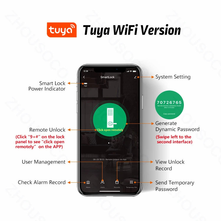 Serrure de porte intelligente électronique sans clé, serrure à empreintes digitales, étanche, Tuya, télécommande WiFi, Bluetooth, carte d'application TTLock, code numérique