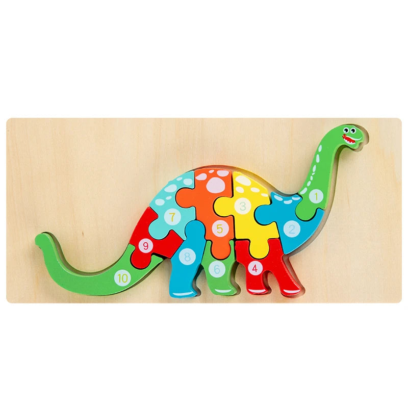 Puzzles en bois Montessori pour enfants, jouets pour tout-petits de 2 à 3 et 4 ans, jouet dinosaure