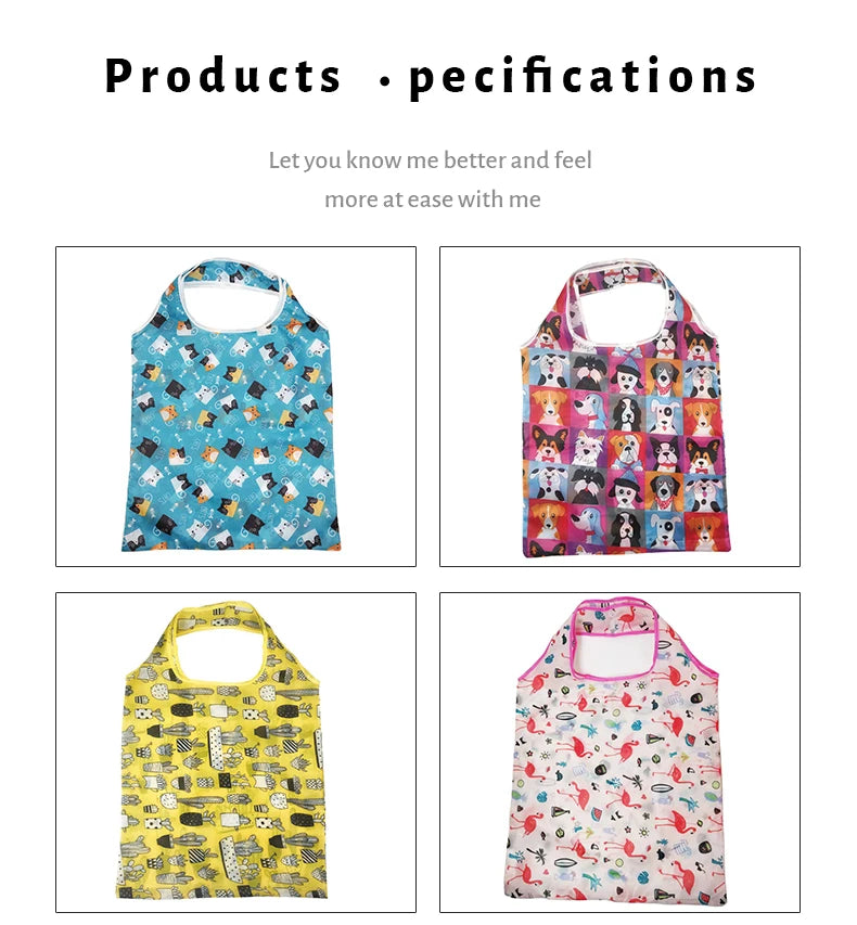 Sac de courses réutilisable, sac d'épicerie pliable en Nylon, fourre-tout créatif et écologique, léger et Durable