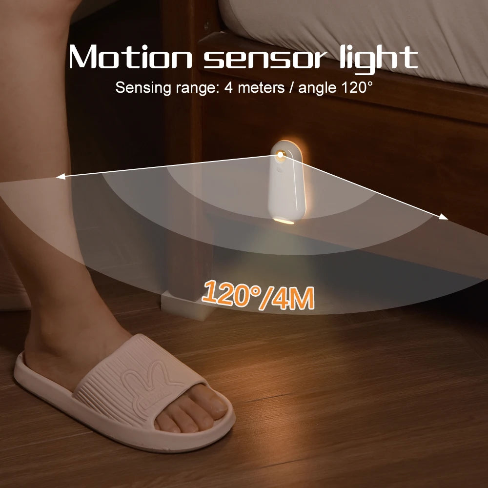 Capteur de mouvement intelligent veilleuse projecteur LED lumières de toilette USB Rechargeable lampe de pied colorée applique murale pour salle de bain couloir
