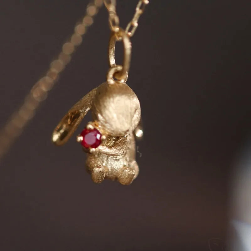 Ensemble de bijoux lapin mignon, boucles d'oreilles artisanales en or ancien mat pour femmes, bague, collier, cadeaux pour petite amie, nouveauté
