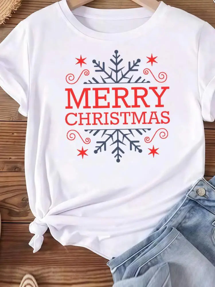 Vêtements de noël vacances imprimé mode nouvel an femmes T-shirts aquarelle arbre mignon haut joyeux T-shirts vêtements graphiques T-shirts