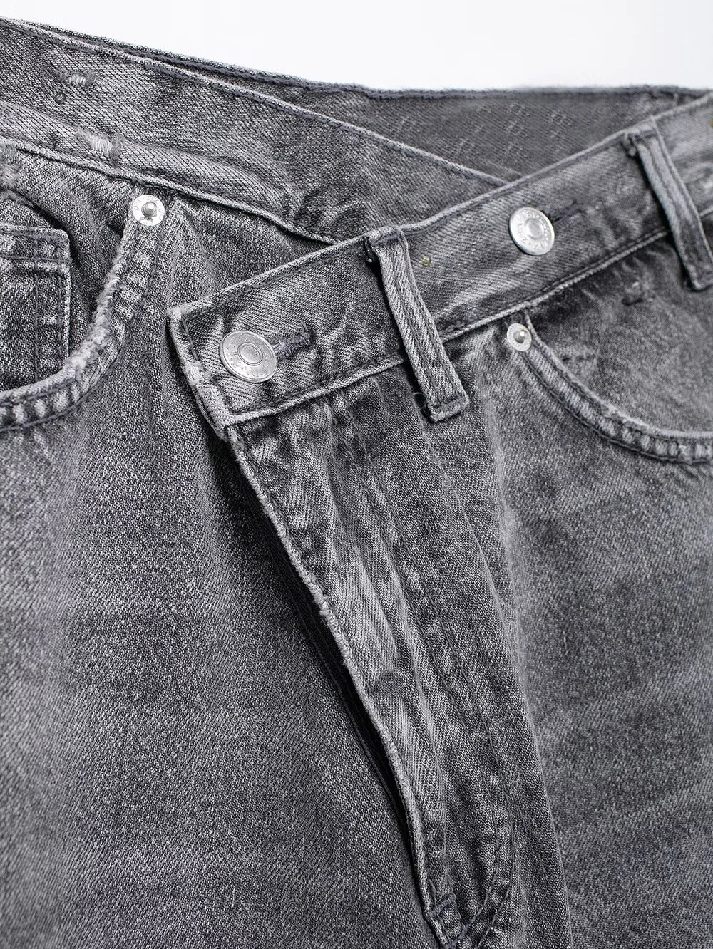 Jeans asymétriques à taille haute et à jambes larges pour femmes nouveaux modèles de base mode polyvalente pantalons droits pantalons