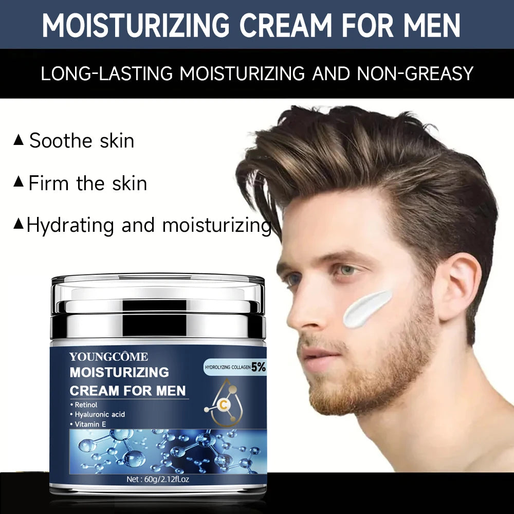 Crème hydratante au collagène pour hommes au rétinol et vitamines, réparation Anti-rides, estompe les ridules, soin du visage à l'acide hyaluronique