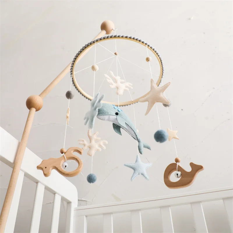 Hochets pour nouveau-né de 0 à 12 mois, jouets en feutre doux, cloche de lit de baleine, berceau Mobile suspendu, carrousel Musical, jouet pour garçons et filles, cadeau