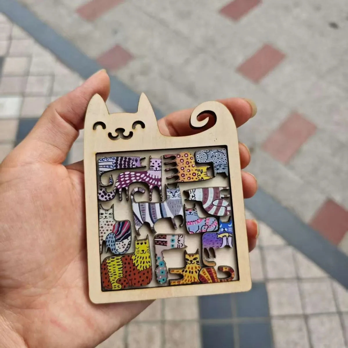 Puzzle en bois en forme de chat, jouet pour enfants, éducation précoce, formation à la réflexion, amusant et difficile, cadeau d'anniversaire pour enfants
