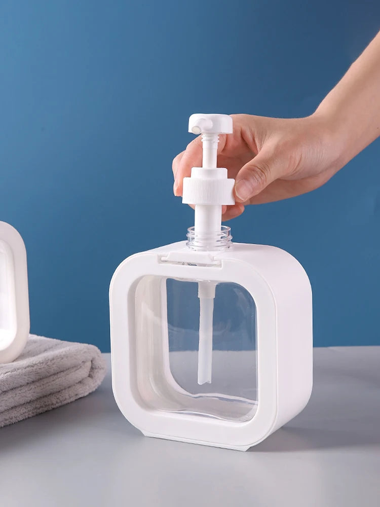 Bouteille distributrice de savon de grande capacité, bouteille de presse en plastique transparent et visible, adaptée aux voyages, à la cuisine, à la salle de bain