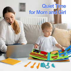 Montessori toy for toddlers, busy book, quiet book, pretend play, early educational activity book with life skills cognition