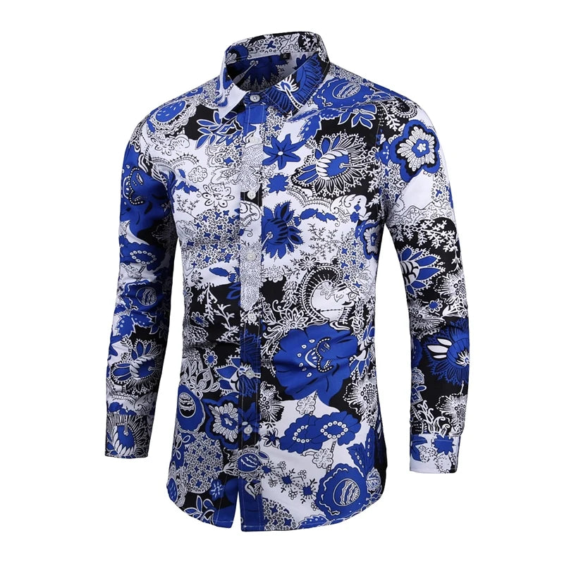 Chemise Slim Zones Me pour hommes, tenues florales, streetwear vintage, style chinois, chemises provoqué à manches longues, chemisiers pour hommes, 2022