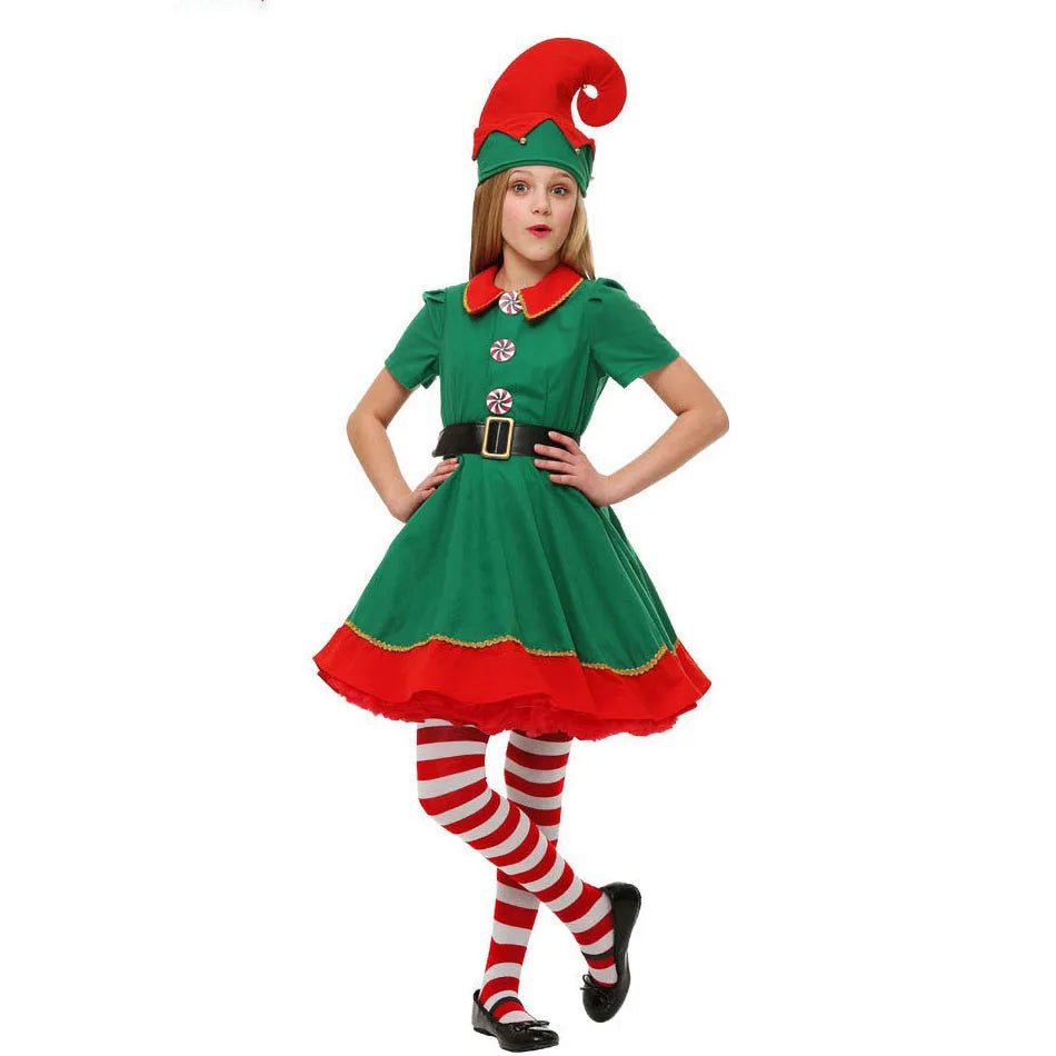 Ensemble de vêtements de Noël pour enfants et adultes, chapeau en Y, ceinture, vêtements de Noël pour enfants, tenue d'anniversaire pour bébé garçon et fille, costume d'elfes