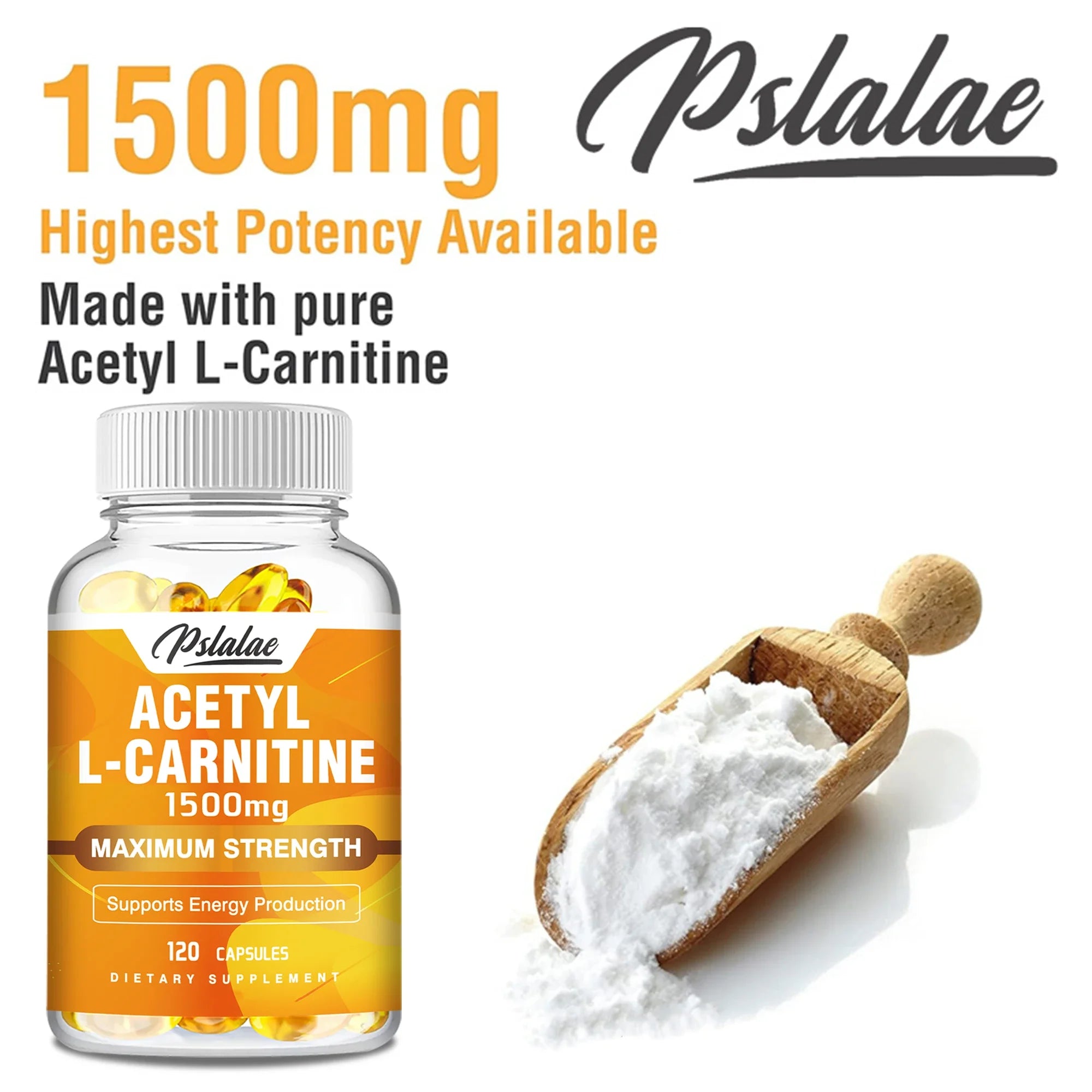 Acétyl L-carnitine - Supporte la concentration mémoire, augmente les performances du corps, la nutrition sportive, l'énergie métabolique - 120 capsules