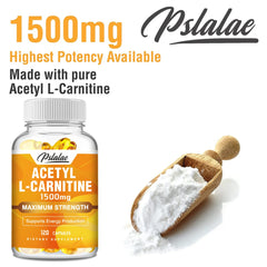 Acétyl L-carnitine - Supporte la concentration mémoire, augmente les performances du corps, la nutrition sportive, l'énergie métabolique - 120 capsules