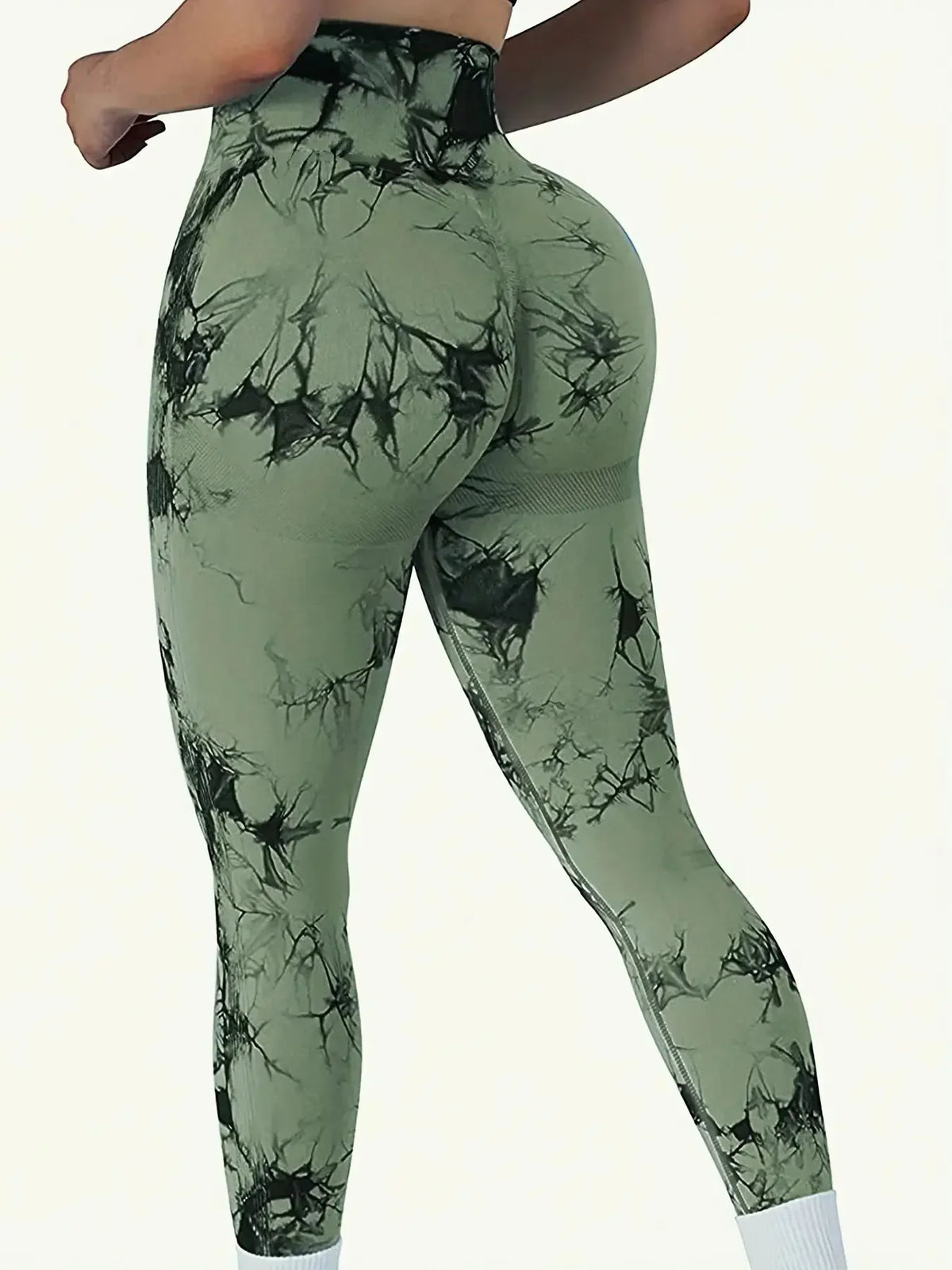 Women's stretch yoga pants, knot-dyed, seamless, peach-buttocks, high waist