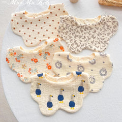 Bavoirs en coton imperméables pour nouveau-né, tissus réglables pour nourrissons filles et garçons, bavoir imprimé de dessin animé mignon, accessoires d'alimentation pour bébé