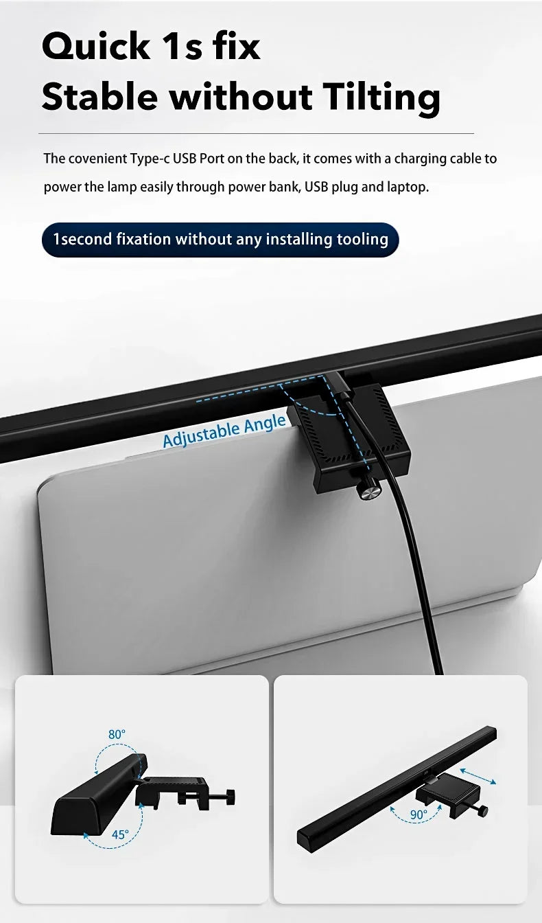 LED lampe de bureau moniteur barre lumineuse PC ordinateur écran réglable lumière 33 cm 50 cm bureau étude lecture lampe de Table suspendue alimenté par USB