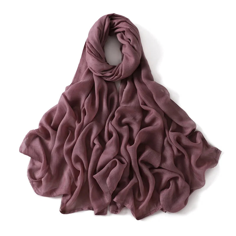 Ramadan Solid Color Plus Size Cotton Rayon Hijab Scarf Women's Muslim Headscarf Wraps Shawls Muslim Women's Headband Islamic Turban