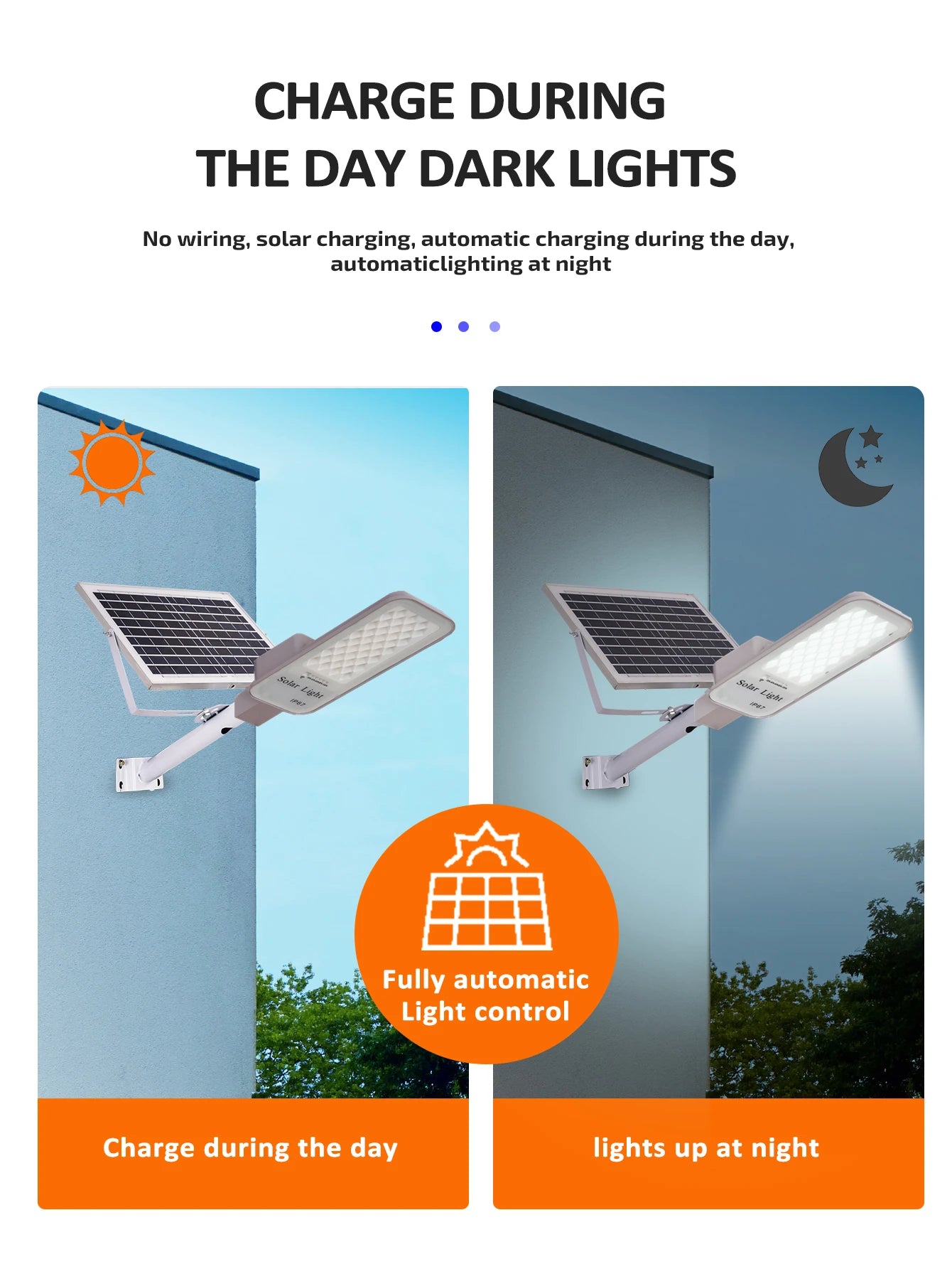 250W LED lumière solaire jardin extérieur étanche lampadaire solaire crépuscule à l'aube avec télécommande IP65 applique murale solaire