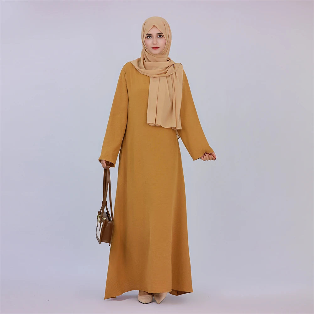 Noir blanc rose solide dubaï modeste sous Robe Abaya Islam caftan musulman avec poches robes pour femmes Robe Femme Musulmane
