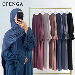 Abaya-Robe de Couleur Unie pour Femme Musulmane, Vêtement d'Église Islamique, Élégant, à la Mode, pour Ramadan Arabe, Dubaï, Turquie, 2025