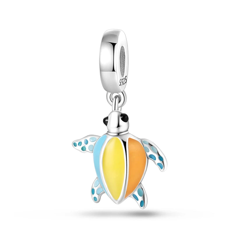 Pendentif de Collection d'écologie marine en argent Sterling 925, mignon, méduse, hippocampe, baleine et tortue, bijoux fins, cadeau de fête sur la plage