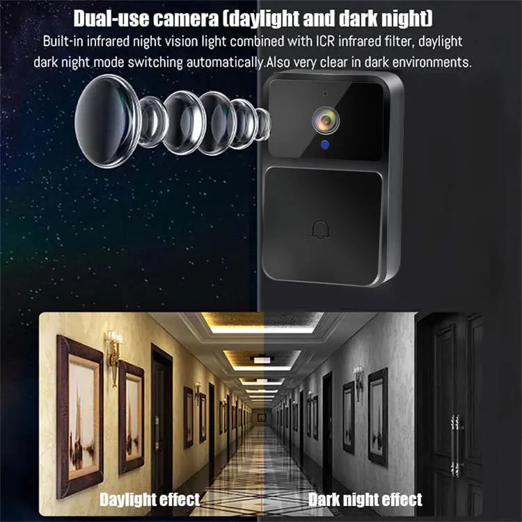 Caméra de sonnette vidéo Wi-Fi, interphone bidirectionnel, changement de voix pour la maison, vision nocturne HD, sans fil, batterie de sécurité intelligente, sonnette de porte