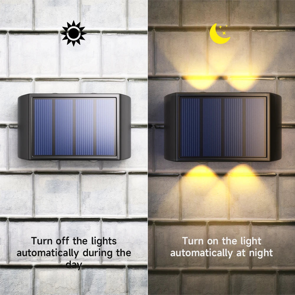 Applique Murale Solaire d'Extérieur, Lumière Chaude, Étanche, Haut et Bas, Éclairage de délégations, Cour, Décoration de Jardin, 4LED, 6LED, 8LED