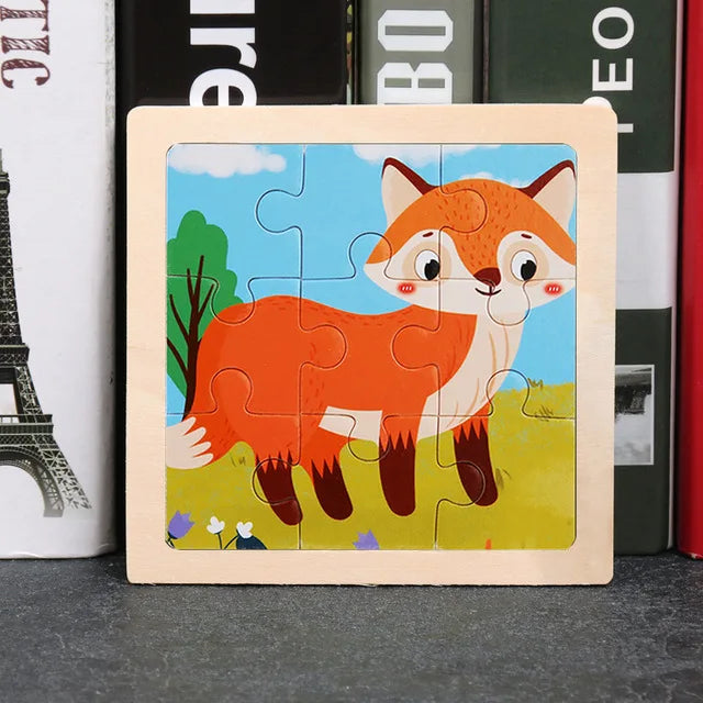 Puzzle en bois de petite taille, jouets Montessori pour bébé, jeu de société 3D, jouets éducatifs, cadeau pour enfants, 9 pièces