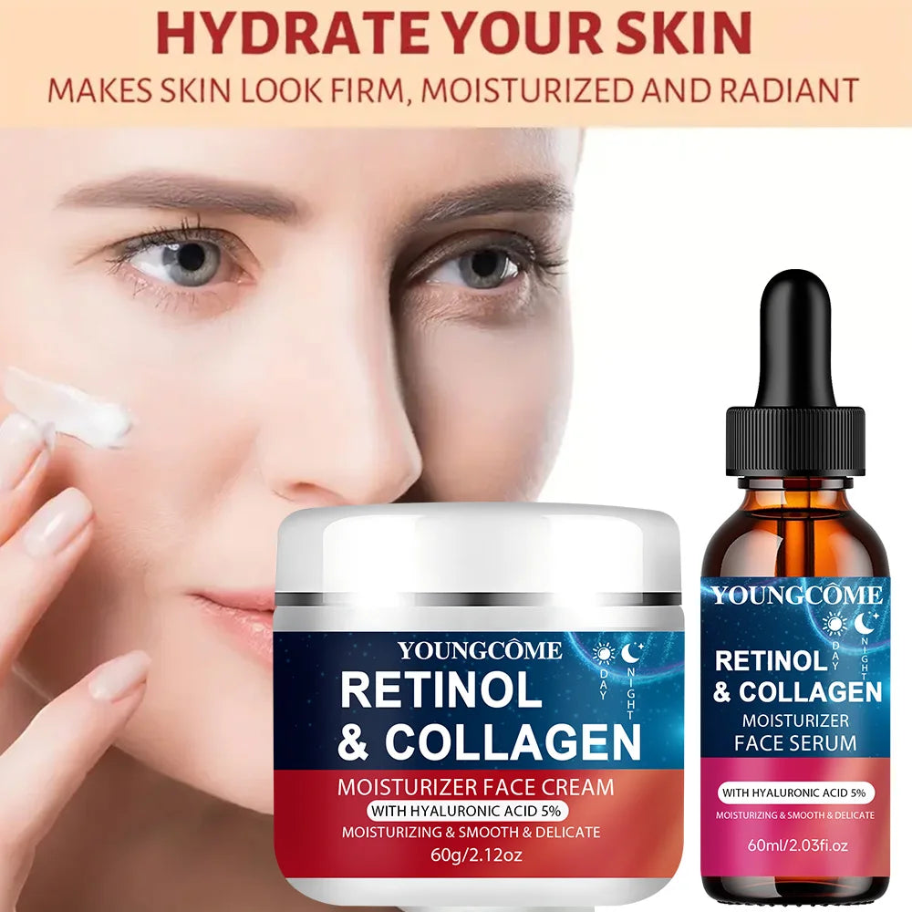YOUNGCOME Crème au rétinol pour le visage à l'acide hyaluronique, hydratant anti-âge pour femmes et hommes pour le visage réduit les rides et la sécheresse