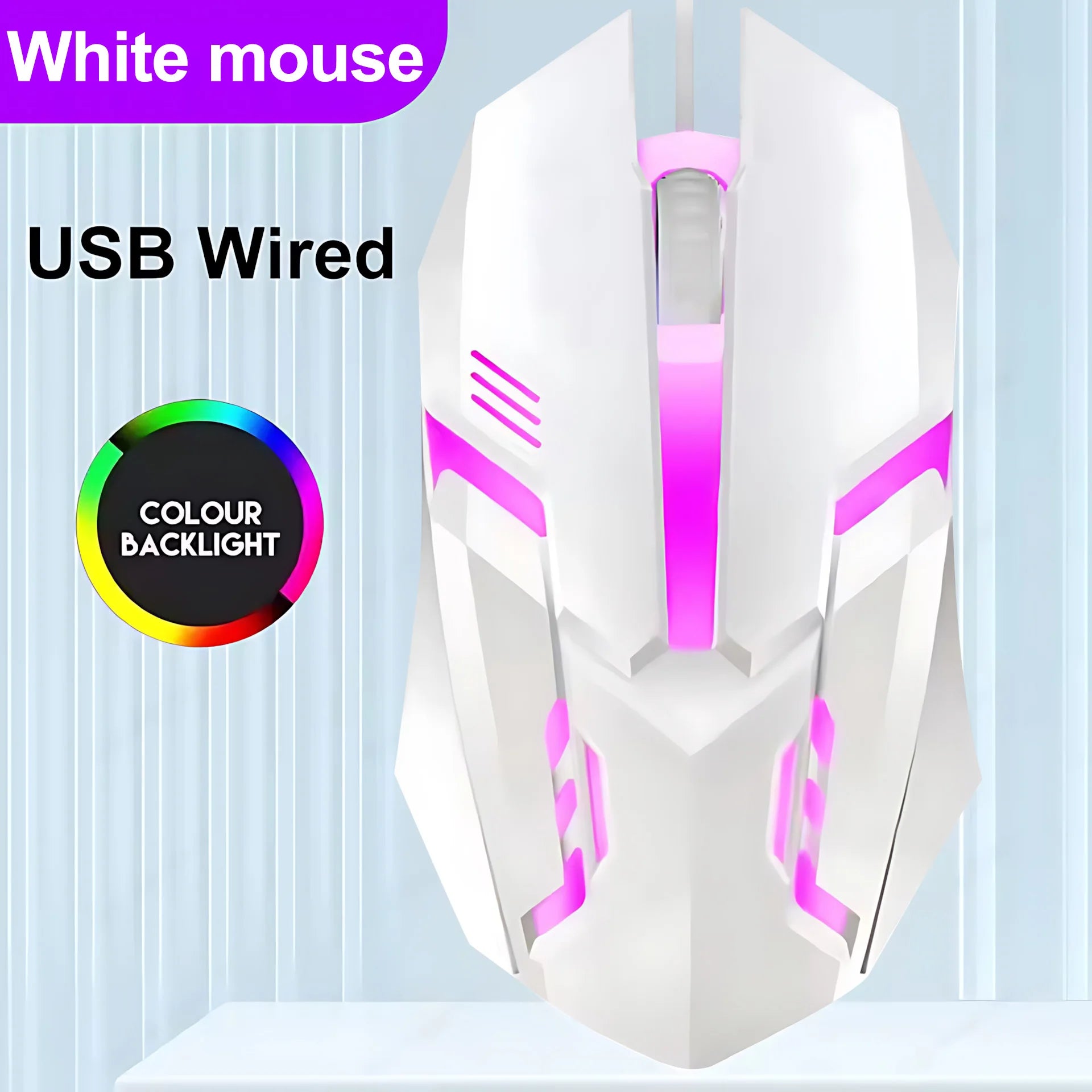 Clavier et souris filaires rétroéclairés arc-en-ciel, capuchons de touches flottants, clavier solide, résistant à l'usure et au toucher confortable pour le bureau d'affaires
