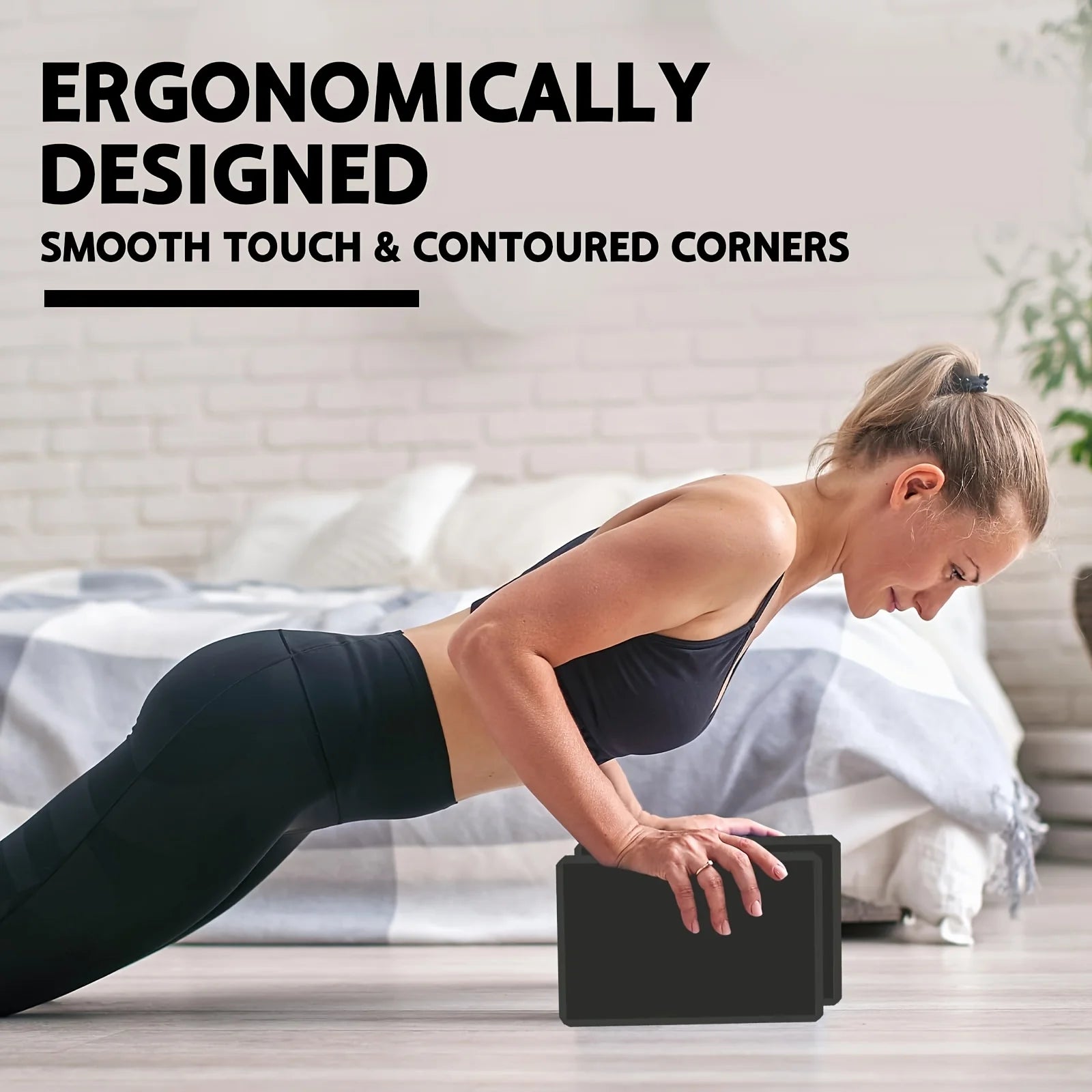 Set of 2 yoga blocks – Made of high-density foam, lightweight, supportive, and odorless – Essential yoga equipment for women, gym