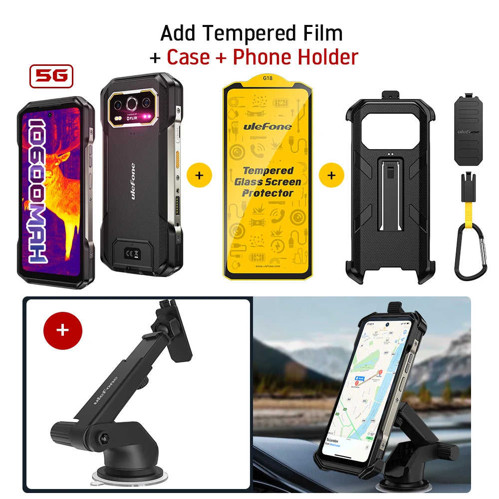 Ulefone Armor 27T Pro 5G téléphone robuste 10600mAh Smartphone Android 14 50MP + 64MP caméra de nuit 6.78 "jusqu'à 24GB RAM + 256GB ROM NFC