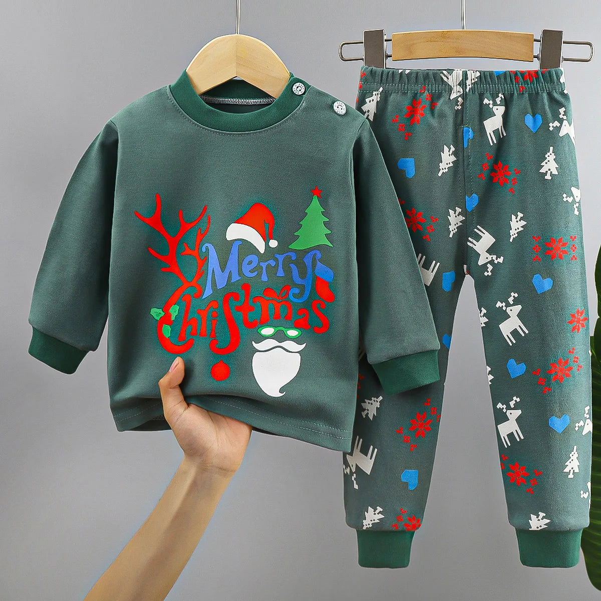 Ensembles de noël pour enfants, vêtements en coton à manches longues pour garçons et filles, hauts et pantalons, costumes pour arbre de noël, automne et hiver