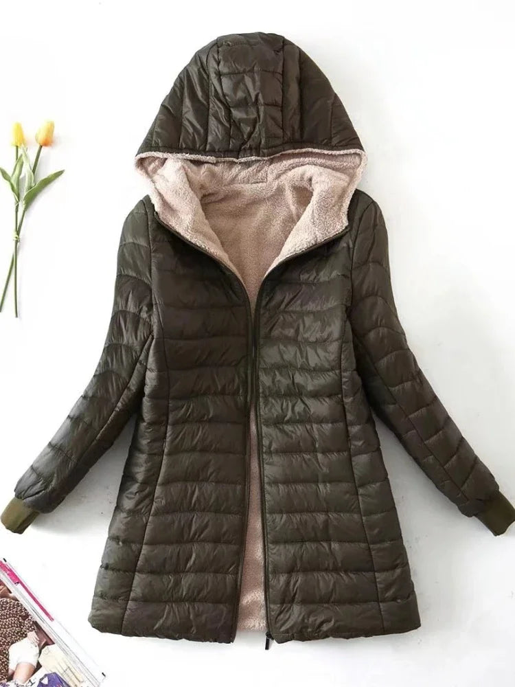 Nouveau en automne hiver manteau femme mode coréenne édition élégante à capuche droite Parkas chaud flanelle vestes pour femmes vêtements