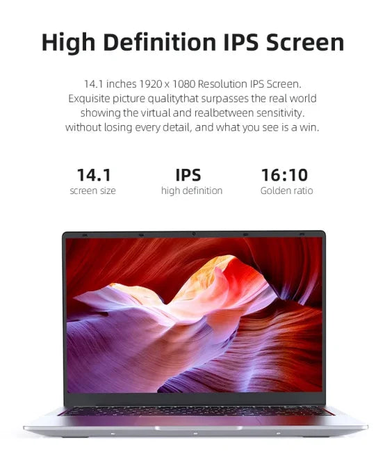 Ordinateur Portable de bureau 14.1 "12GB RAM 1 to 2 to SSD Windows 11 ordinateur Portable apprendre les loisirs divertissement ordinateurs portables