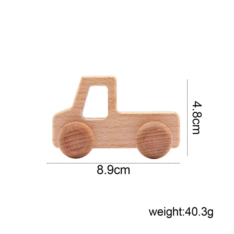 Décennie s de voiture en bois de hêtre pour bébé, jouets de dessin animé, Van dos Montessori, jouets de dentition pour enfants, cadeau d'anniversaire pour nouveau-né
