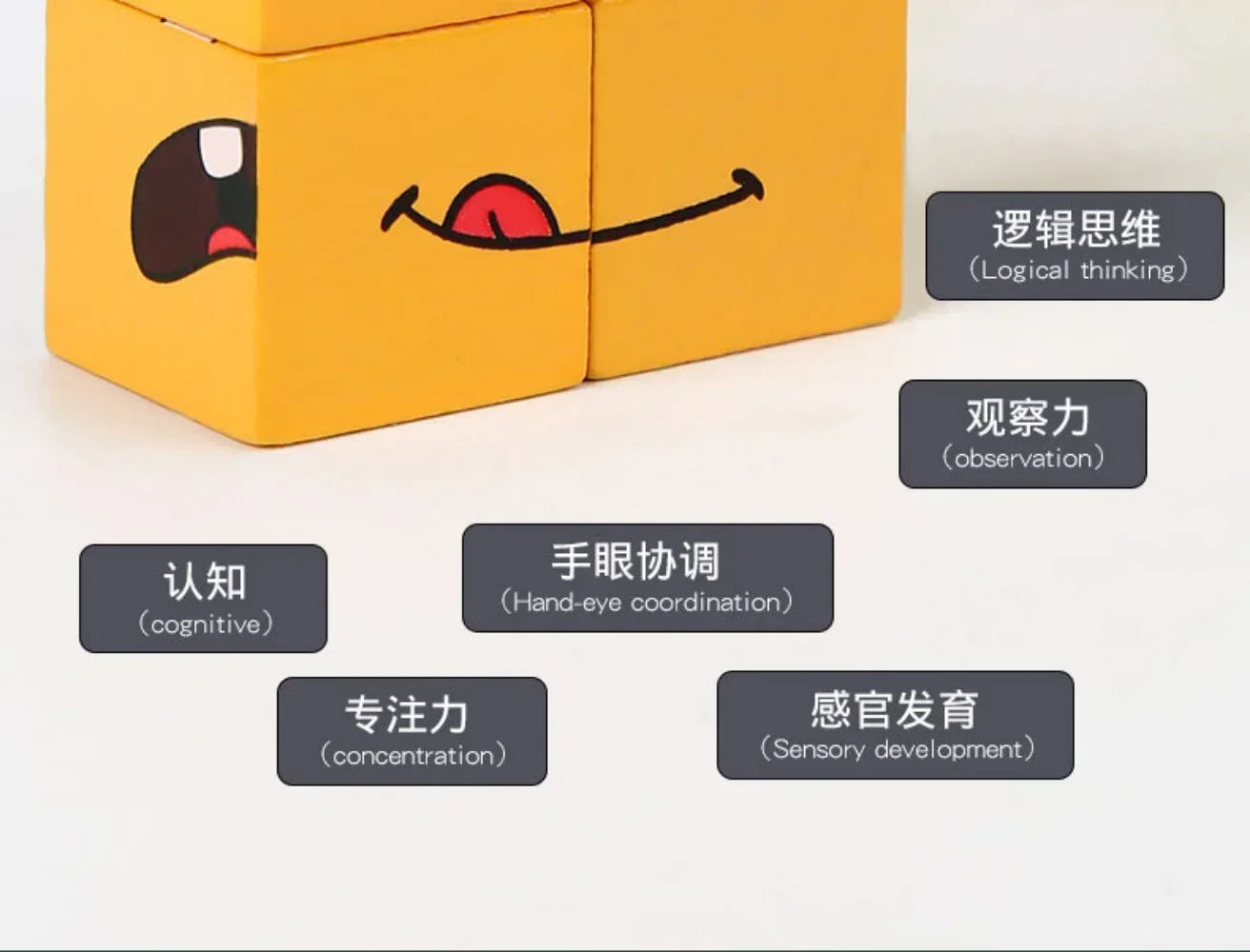 Cube visage changeant bois Puzzle blocs de construction jeu de société Montessori Expression blocs en bois Blocs pour enfants enfants jouets cadeau