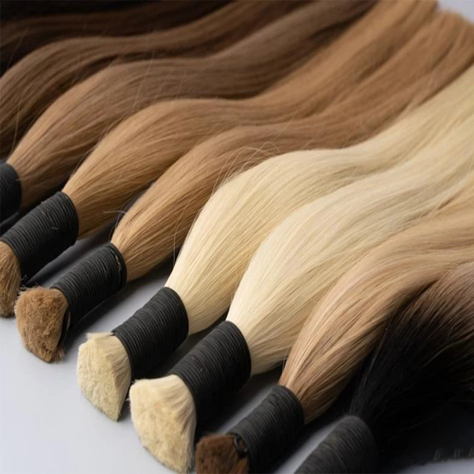 613 Straight Human Hair Bundles, No Weft, 100% Virgin, Highlighting Original Russian Natural Unprocessed Blonde Loose Extensions