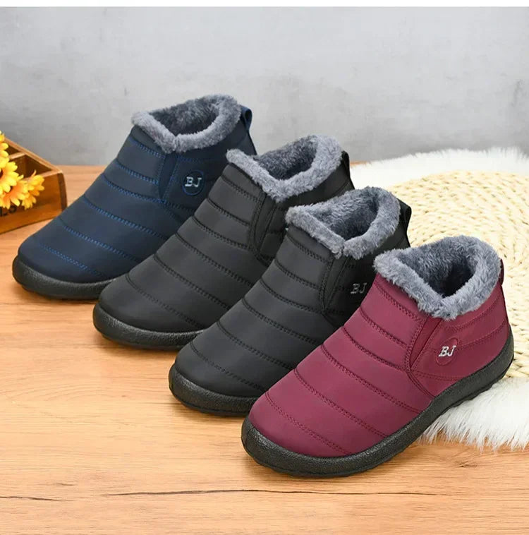 Bottes d'hiver imperméables pour femmes, bottines de neige en peluche, chaudes, noires, chaussures à plateforme en coton pour Couple, nouvelle collection 2023