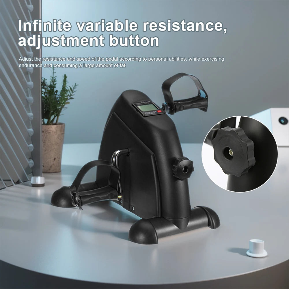 Mini entraîneur de bras et de jambes de vélo d'exercice, machine d'exercice de pédale de pied réglable, écran LCD, entraîneur de pédale portable pour le bureau à domicile