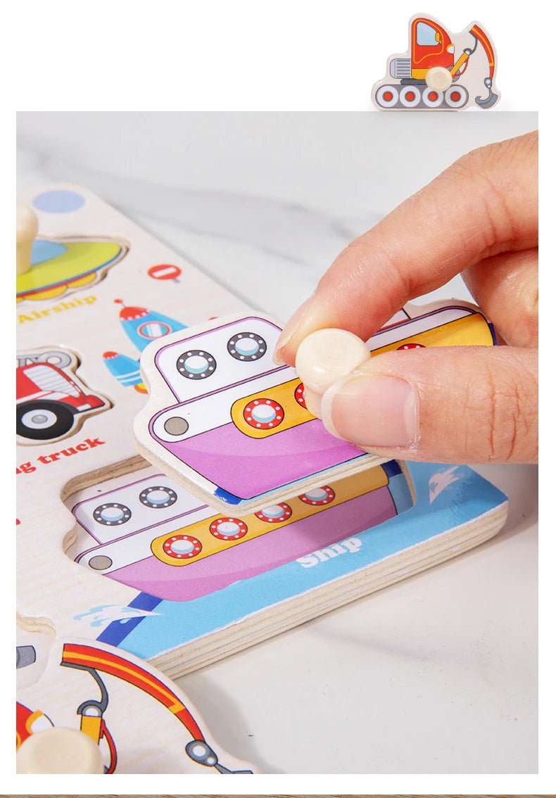 Jouets Montessori pour bébé, Puzzle 3d en bois, dessin animé, Intelligence animale, jouets éducatifs d'apprentissage précoce pour enfants