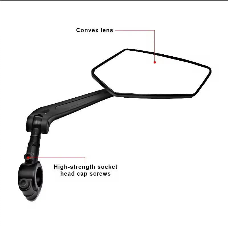 Rétroviseur de vélo VTT HD réflexion miroir batterie vélo réglable miroir accessoires d'équitation en plein air