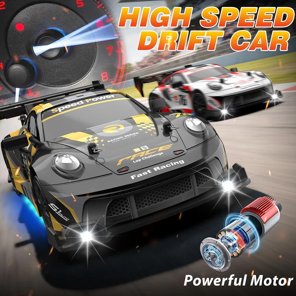 4WD RC Drift Car, High-Speed ​​Remote Control Racing Vehicle with LED Lights, 2.4GHz Radio, 4x4 Off-Road Truck, Children's Toy