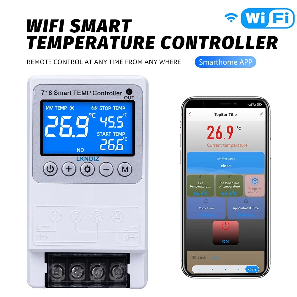 Contrôleur WIFI intelligent de température, Thermostat Constant, interrupteur de contrôle de synchronisation, contrôle du Cycle, Option de tête de capteur Multiple