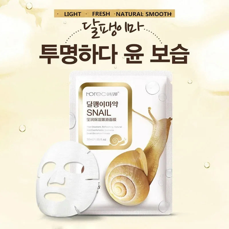 Masque Facial hydratant d'escargot, 10 pièces, réapprovisionnement, contrôle du sébum, feuille pour le visage tendre, soins pour la peau, cosmétiques coréens
