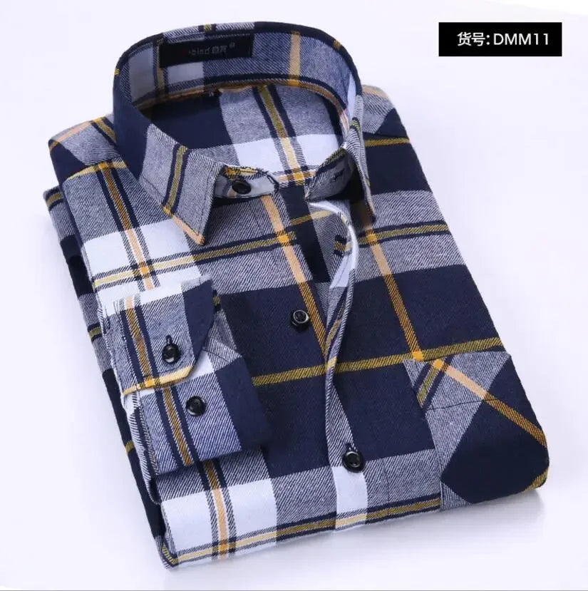 Chemise décontractée en coton à carreaux pour hommes, chemise habillée en glouton, manches longues, coupe couvertes, mode printemps et automne, 2025