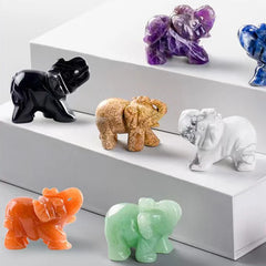 Figurine d'éléphant en pierre précieuse sculptée à la main, pierre naturelle, améthyste, mini statue d'animal, méditation de chakra d'artisanat en cristal, décoration d'intérieur