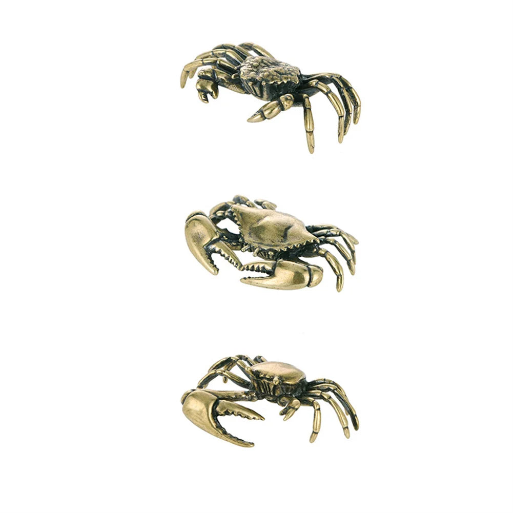 Pure brass crab figurines, mini animal statues for office, living room, antique miniature animal figurines, home decoration