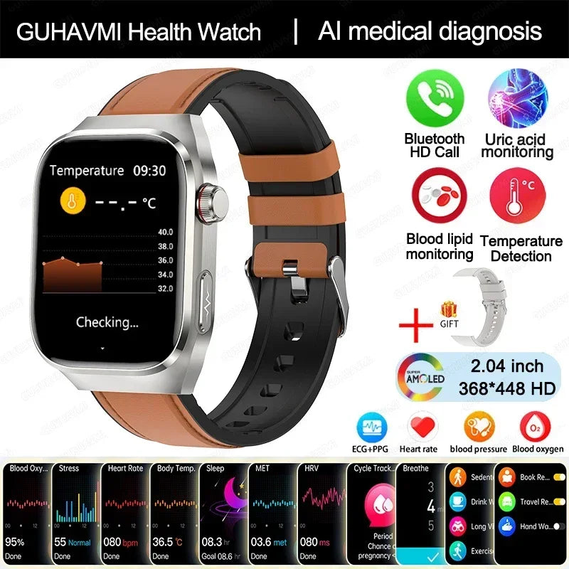 Xiaomi pression artérielle acide uricique graisse corporelle Smartwatch Micro examen physique orgue santé montres Bluetooth appel montre intelligente