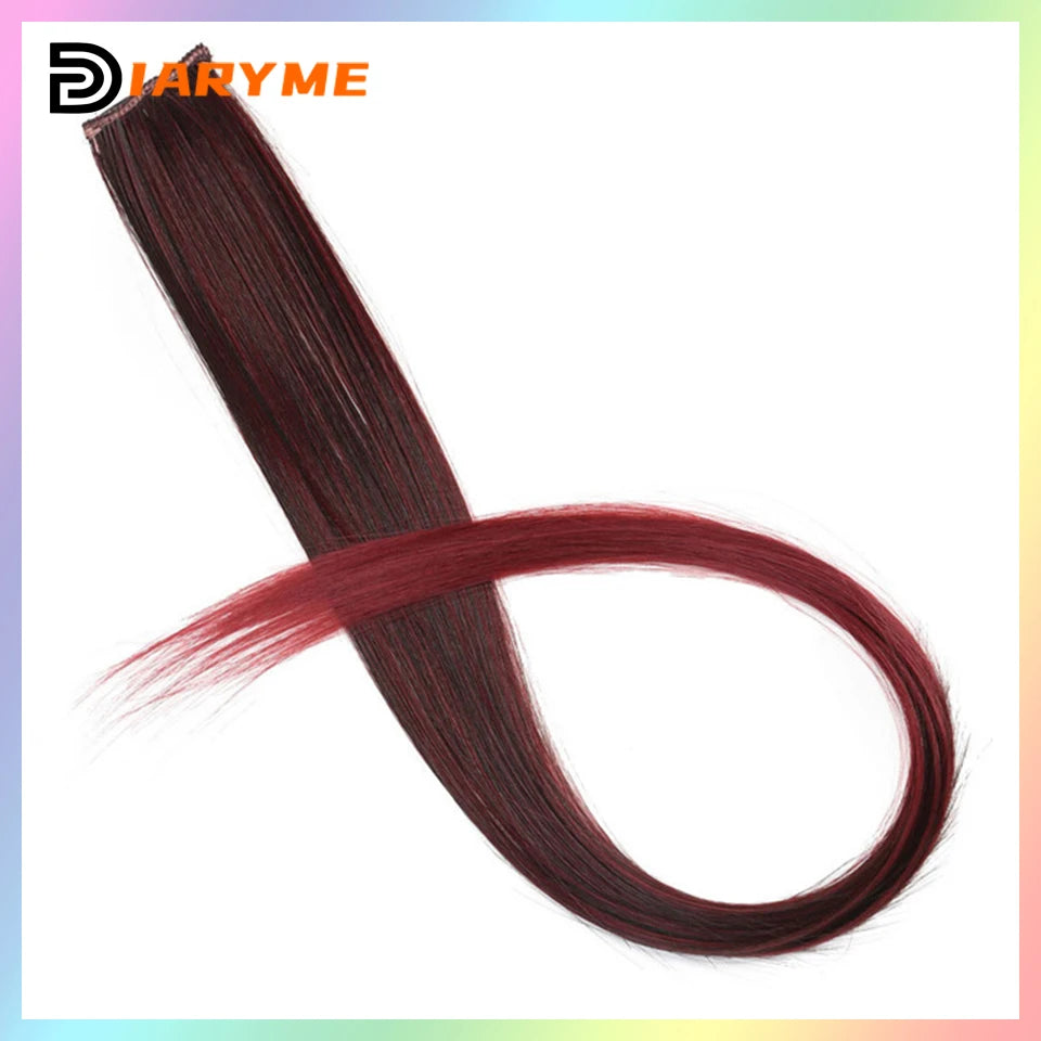 Colorful curly synthetic hair extensions for girls, long clip-in hairpiece, multicolored party strands, wig piece, for women and children