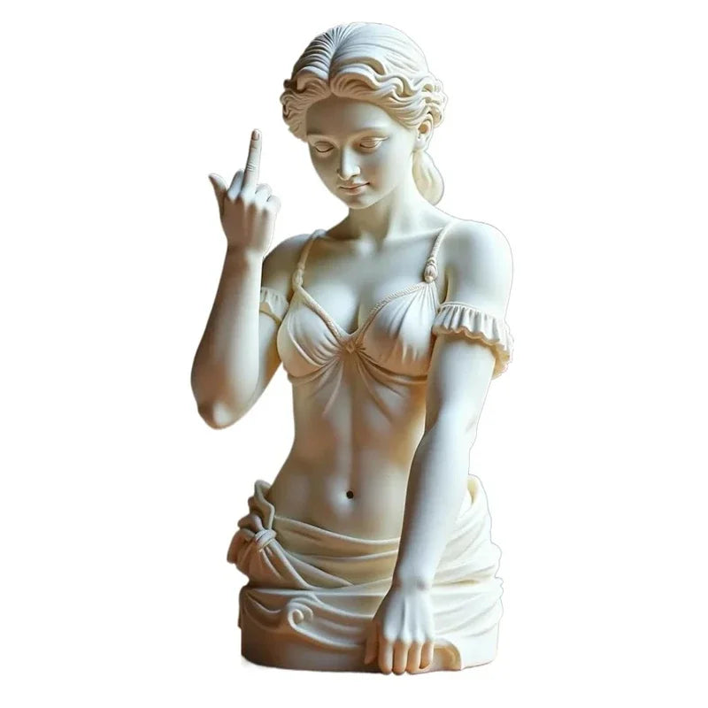 Statue de déesse de Vienne drôle en résine, Sculpture offensive du doigt du milieu, Figurines de bureau Medusa, nouveauté, cadeau artistique, décoration de maison